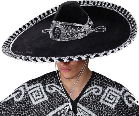 قبعة FESTMEX المكسيكية الأصلية للبالغين من Sombrero Mariachi Charro، قبعة مكسيكية للحفلات التنكرية، 5 مايو، 16 سبتمبر in Saudi Arabia