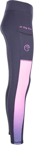 AK Rainbow Pull on High Waisted Breathable Horse Riding Tights/Leggings/Breeches with Full seat Silicon Grip AKRS 6058 in Saudi Arabia