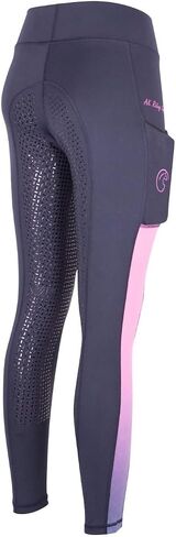 AK Rainbow Pull on High Waisted Breathable Horse Riding Tights/Leggings/Breeches with Full seat Silicon Grip AKRS 6058 in Saudi Arabia