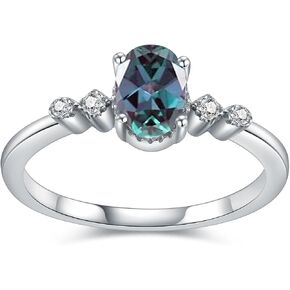 LOVE CORNER Created Alexandrite Gemstone Ring for Women S925 Sterling Silver/10K 14K 18K Gold Engagement Ring for Women Wedding Promise Anniversary Birthday Gemstone Destiny Jewelry in Saudi Arabia