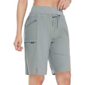 BALEAF Women's Hiking Long Shorts 9"/11" Quick Dry Bermuda Cargo for Curvy Lightweight Pockets