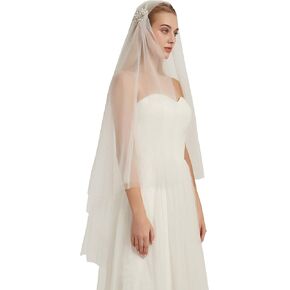 Leimandy 1930s طبقة مزدوجة حجاب الزفاف بلورات طرحة زفاف خوذة B07 in Kuwait