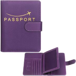 Passport Holder Pu Leather Travel Passport Wallet, RFID Waterproof Passport Cover Wallets Vacation Essentials, Passport Holder Family Travel Wallets For Men And Women (Cyan blue)