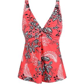 Hilor Women's Underwire Tankini Top Bathing Suit Front Twist V Neck Swimsuit Top Flowy Swimwear Top Only in Kuwait