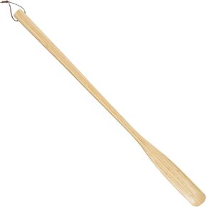 لبيسة حذاء بمقبض طويل من الخيزران الطبيعي 100% 54.6 سم لكبار السن والنساء والرجال للاستخدام أثناء الوقوف، حذاء احترافي مع حزام جلدي وخطاف للتعليق in Kuwait