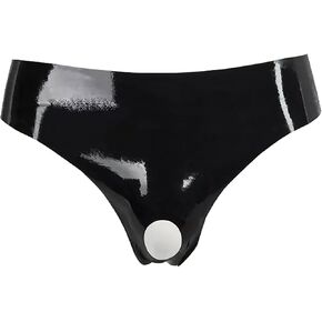 بوكسر رجالي من الجلد PVC من Panegy، سروال قصير مثير مثير مفتوح بين الرجلين وسحاب لامع غير لامع (الملصق L-5XL= US XS-2XL) in Kuwait