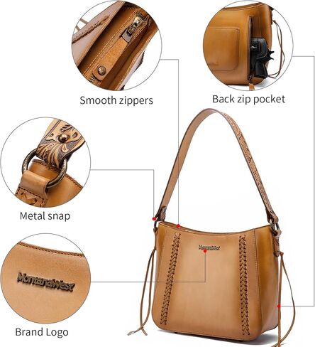 Montana West Genuine Leather Purses for Women Hobo Bags with Tooling Handle & Tassels in Saudi Arabia