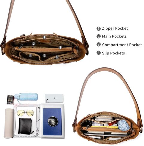 Montana West Genuine Leather Purses for Women Hobo Bags with Tooling Handle & Tassels in Saudi Arabia