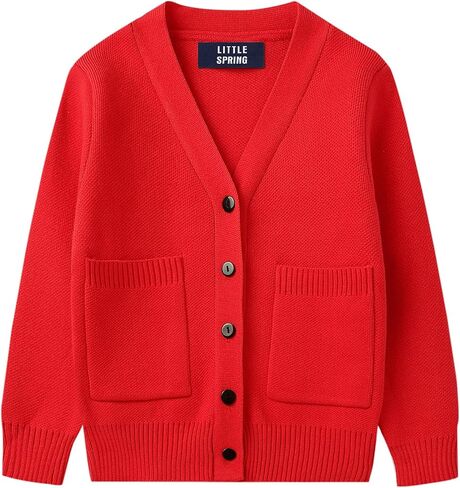 LittleSpring Boys Sweater Cardigan V-Neck Button Down Knit in Saudi Arabia