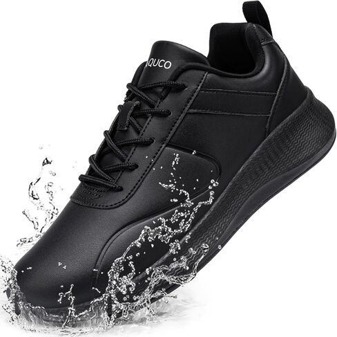Taquco Non Slip Work Shoes for Women Food Service Lightweight Waterproof Kitchen Chef Shoe Restaurant Walking Sneakers Nursing Slip Resistant Footwear, Black in Saudi Arabia