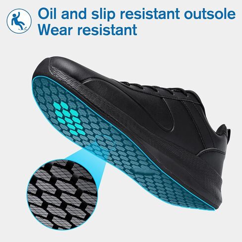 Taquco Non Slip Work Shoes for Women Food Service Lightweight Waterproof Kitchen Chef Shoe Restaurant Walking Sneakers Nursing Slip Resistant Footwear, Black in Saudi Arabia