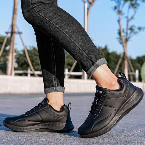 Taquco Non Slip Work Shoes for Women Food Service Lightweight Waterproof Kitchen Chef Shoe Restaurant Walking Sneakers Nursing Slip Resistant Footwear, Black in Saudi Arabia