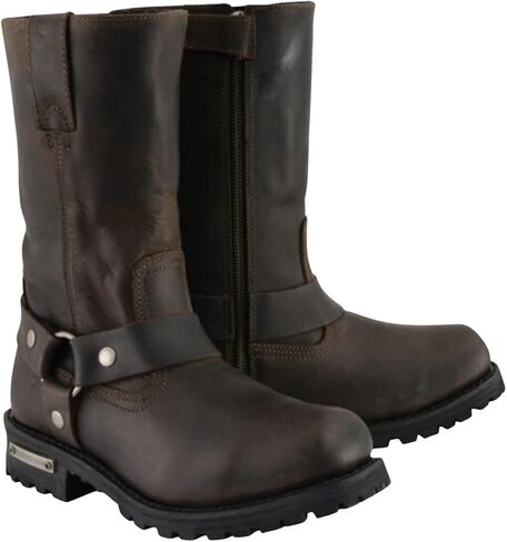 حذاء Milwaukee Leather MBM9062 للرجال كلاسيكي مقاس 11 بوصة باللون البني الداكن ومقدمة مربعة للدراجات النارية - 11 in Saudi Arabia