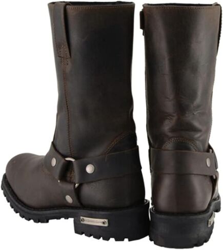 حذاء Milwaukee Leather MBM9062 للرجال كلاسيكي مقاس 11 بوصة باللون البني الداكن ومقدمة مربعة للدراجات النارية - 11 in Saudi Arabia