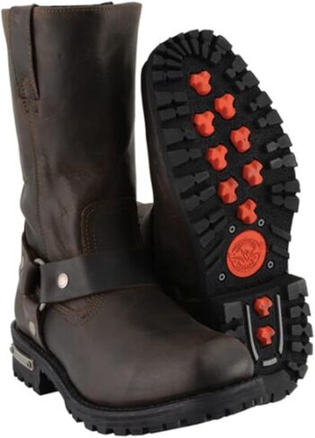 حذاء Milwaukee Leather MBM9062 للرجال كلاسيكي مقاس 11 بوصة باللون البني الداكن ومقدمة مربعة للدراجات النارية - 11 in Saudi Arabia