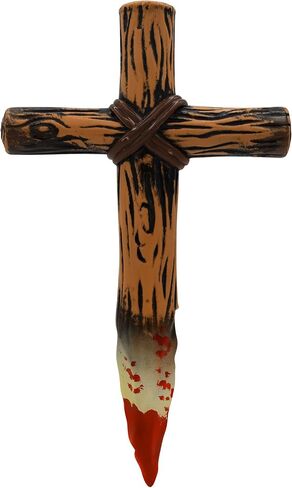 Bloody Vampire Hand Stake - Plastic Cross Stake - Fake Vampires Wooden Stake Prop - Zombie Hunter Halloween Costume Accessory in Saudi Arabia