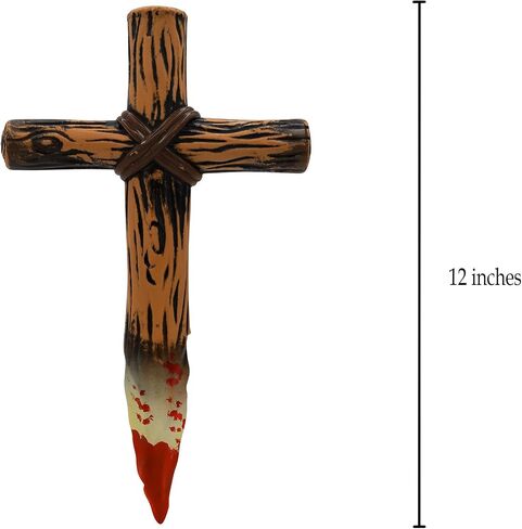 Bloody Vampire Hand Stake - Plastic Cross Stake - Fake Vampires Wooden Stake Prop - Zombie Hunter Halloween Costume Accessory in Saudi Arabia