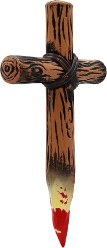 Bloody Vampire Hand Stake - Plastic Cross Stake - Fake Vampires Wooden Stake Prop - Zombie Hunter Halloween Costume Accessory in Saudi Arabia