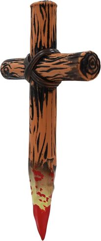Bloody Vampire Hand Stake - Plastic Cross Stake - Fake Vampires Wooden Stake Prop - Zombie Hunter Halloween Costume Accessory in Saudi Arabia