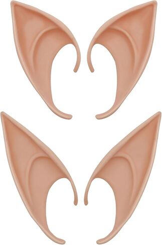 زوجان من أساور أذن قزم من Yilistore، زي زي بيكسي لآذان عفريت مدببة ناعمة، إكسسوارات تنكرية للهالوين إلفن مصاص دماء آذان الجنية (لون فاتح) in Kuwait