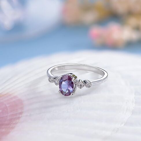 LOVE CORNER خاتم من الأحجار الكريمة الكسندريت للنساء S925 فضة استرلينية / 10K 14K 18K خاتم خطوبة ذهبي للنساء وعد الزفاف والذكرى السنوية وأعياد الميلاد ومصير الأحجار الكريمة in Saudi Arabia