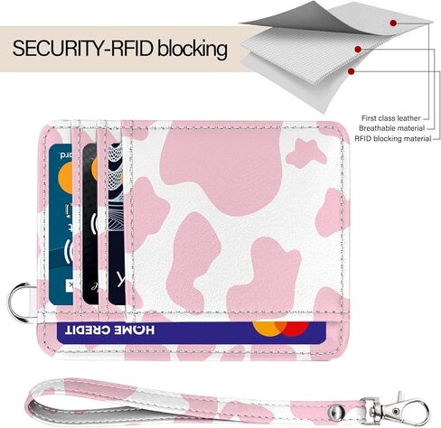 حامل بطاقة ائتمان GABraden للنساء، محفظة صغيرة RFID تحجب حامل بطاقة الائتمان، محفظة رفيعة صغيرة الحجم، حامل حافظة بطاقات جلدية مع سلسلة مفاتيح (فراشة سوداء) in Kuwait