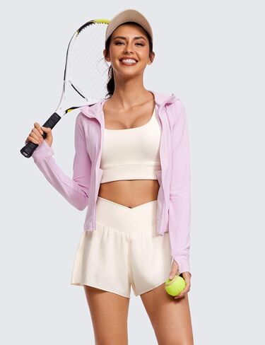 CRZ YOGA Crossover Butterfly Athletic Shorts for Women 2 in 1 Flowy High Waisted Tennis Running Workout Shorts Pockets in Kuwait