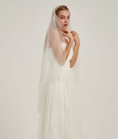 Leimandy 1930s طبقة مزدوجة حجاب الزفاف بلورات طرحة زفاف خوذة B07 in Kuwait