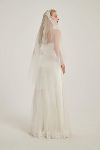 Leimandy 1930s طبقة مزدوجة حجاب الزفاف بلورات طرحة زفاف خوذة B07 in Kuwait