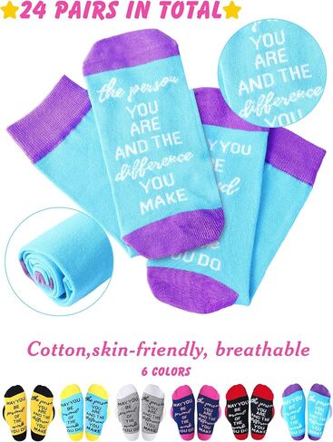 Xtinmee 24 Pairs Employee Appreciation Socks Gift May You Be Proud of the Difference You Make Socks Thank You Gifts for Coworker Nurse Teachers in Saudi Arabia