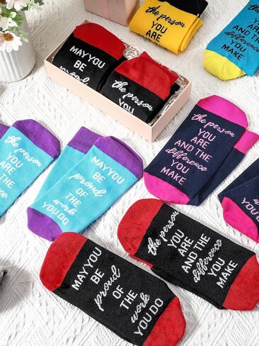 Xtinmee 24 Pairs Employee Appreciation Socks Gift May You Be Proud of the Difference You Make Socks Thank You Gifts for Coworker Nurse Teachers in Saudi Arabia