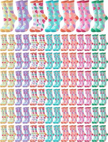 Twistover 49 Pairs Valentines Day Socks Heart Socks Bulk Love Colorful Pattern Novelty Cute Crew Socks for Women Girls Gifts in Kuwait