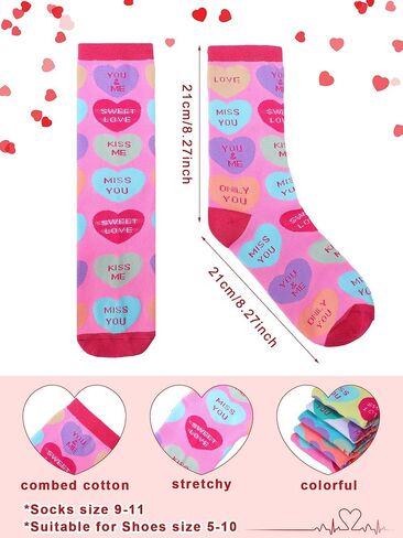 Twistover 49 Pairs Valentines Day Socks Heart Socks Bulk Love Colorful Pattern Novelty Cute Crew Socks for Women Girls Gifts in Kuwait