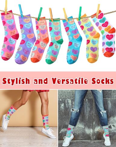 Twistover 49 Pairs Valentines Day Socks Heart Socks Bulk Love Colorful Pattern Novelty Cute Crew Socks for Women Girls Gifts in Kuwait