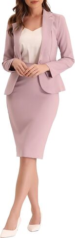 Allegra K Women's 2 Piece Suit Skirt Set Business Casual Long Sleeve Blazer and Pencil Skirt in Saudi Arabia