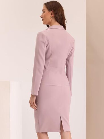 Allegra K Women's 2 Piece Suit Skirt Set Business Casual Long Sleeve Blazer and Pencil Skirt in Saudi Arabia