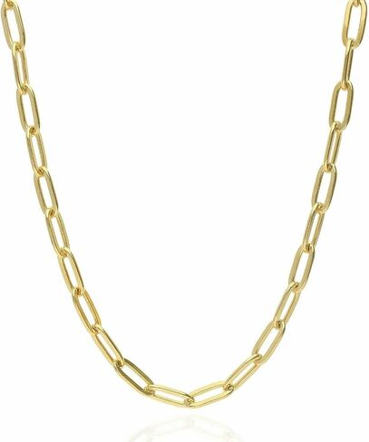 Nuragold 14k الذهب الأصفر 7 مم مشبك ورق ممدود رولو كابل ربط سلسلة قلادة قلادة، مجوهرات نسائية مشبك جراد البحر 16 بوصة 18 بوصة 20 بوصة 22 بوصة 24 بوصة in Saudi Arabia