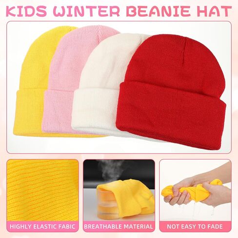 Liitrsh 12 Pcs Kids Winter Beanie Hat Scarf Gloves Set for 2-6 Years Old Girls Boys Toddler Warm Winter Knit Hat Scarf Gloves Set for Christmas Seasonal Gift, 4 Colors, Pink, Yellow, Red, White, 2-6 in Saudi Arabia