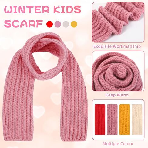 Liitrsh 12 Pcs Kids Winter Beanie Hat Scarf Gloves Set for 2-6 Years Old Girls Boys Toddler Warm Winter Knit Hat Scarf Gloves Set for Christmas Seasonal Gift, 4 Colors, Pink, Yellow, Red, White, 2-6 in Saudi Arabia