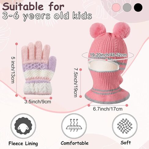 9 Pcs Kids Hood Scarf Gloves Set Kids Knit Hat Winter Thick Earflap Skull Caps Toddler Fleece Beanie Cap Balaclava for Boy Girls, 3 Style in Saudi Arabia