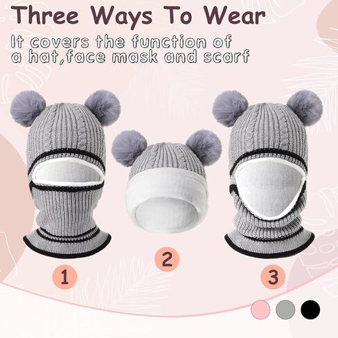 9 Pcs Kids Hood Scarf Gloves Set Kids Knit Hat Winter Thick Earflap Skull Caps Toddler Fleece Beanie Cap Balaclava for Boy Girls, 3 Style in Saudi Arabia