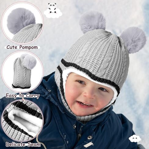 9 Pcs Kids Hood Scarf Gloves Set Kids Knit Hat Winter Thick Earflap Skull Caps Toddler Fleece Beanie Cap Balaclava for Boy Girls, 3 Style in Saudi Arabia