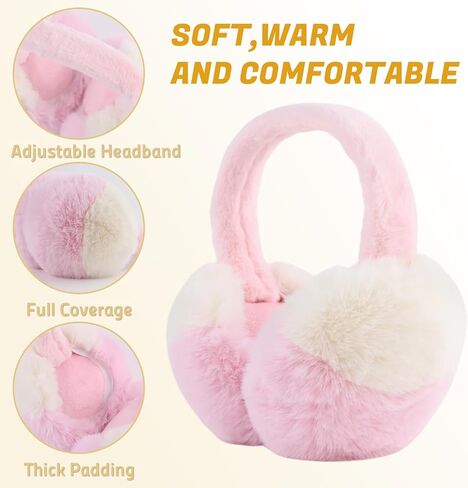 OMUKY Women Winter Earmuffs Foldable Faux Fur Ear Warmers Cold Weather Fluffy Warm Plush Ear Covers in Saudi Arabia