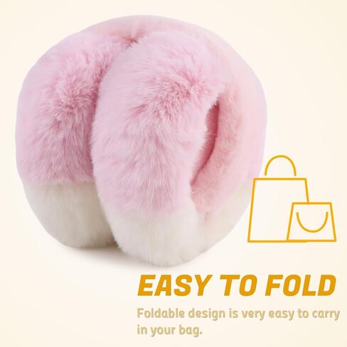 OMUKY Women Winter Earmuffs Foldable Faux Fur Ear Warmers Cold Weather Fluffy Warm Plush Ear Covers in Saudi Arabia