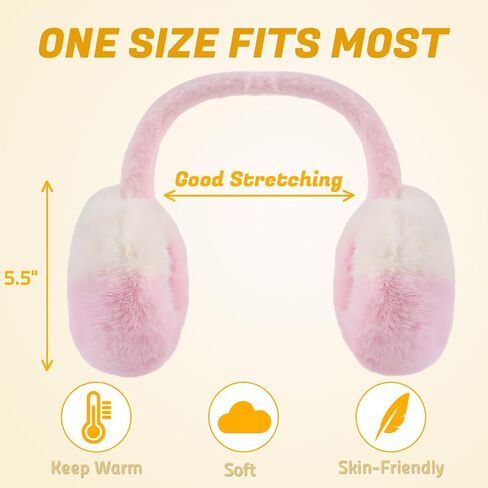OMUKY Women Winter Earmuffs Foldable Faux Fur Ear Warmers Cold Weather Fluffy Warm Plush Ear Covers in Saudi Arabia