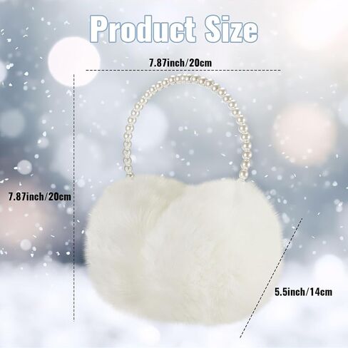 Liitrsh 4 Pcs White Fur Earmuffs Women Fluffy Ear Muffs Faux Fur Pearl Soft Plush Earmuffs for Adult Winter Outdoor Cold Weather in Saudi Arabia