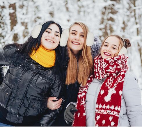 Liitrsh 4 Pcs White Fur Earmuffs Women Fluffy Ear Muffs Faux Fur Pearl Soft Plush Earmuffs for Adult Winter Outdoor Cold Weather in Saudi Arabia