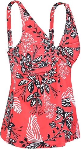 Hilor Women's Underwire Tankini Top Bathing Suit Front Twist V Neck Swimsuit Top Flowy Swimwear Top Only in Kuwait