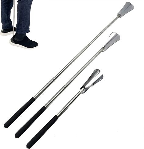 Leetye Mei Shoe Horn مقبض طويل لكبار السن، أبواق الأحذية المحمولة ذات المقبض الطويل، أبواق الأحذية للرجال والنساء والأطفال، قرن حذاء طويل للغاية مع قرن حذاء معدني تلسكوبي بطول 13-26 بوصة قابل للتعديل in Kuwait