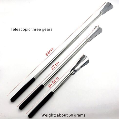 Leetye Mei Shoe Horn مقبض طويل لكبار السن، أبواق الأحذية المحمولة ذات المقبض الطويل، أبواق الأحذية للرجال والنساء والأطفال، قرن حذاء طويل للغاية مع قرن حذاء معدني تلسكوبي بطول 13-26 بوصة قابل للتعديل in Kuwait